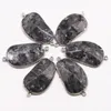 Colliers pendants Stone Naturel Connecteur ovale Labradorite Collier minéral Guérison Argent plaqué bord Charmes bijoux en gros 6pcs