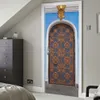 Pegatinas de pared Estilo del Islam Pegatina de puerta musulmana Adhesivo Religio Retro Arco Mosque de Mecca Vinyl PVC Wallpaper Mural Porch 230816