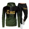 Hoodies Hoodies Fashion Tracksuit King Print Sportswear ensembles à capuche Pantalon Sport Joggers Paptilements de survêtement à capuche Fleece Streetwear