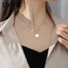 Pendant Necklaces LIVVY Silver Color Round Necklace Simple Clavicle OT Chain For Woman Trendy Neck Jewelry Accessories