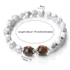 Strand Charm Beaded Bracelet For Women Men 8mm Natural Stone Stretch Bangles Buddhist Prayer White Wrist Jewelry Male Bracelets