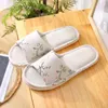 Slippers vrouwen thuis binnen de vloer zacht paar linnen slipper lente herfst lichtgewicht unisex slaapkamer schoenen dames vlas slippers