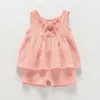 Mädchenkleider Baby Girls Outfits Kleidung Sommer Baumwollhändler Weste Kleider Shorts Shirt Anzüge Mode Top+Hosen Sets 2pcs 0-4T M R230816