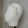 Hair Clips Gorgeous Ceramic Flower Bridal Comb Handmade Golden Leaf Shiny Crystal Accessories