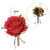 Brooches Simulation Rose Corsage Outdoor Party Decoration Men Groomsman Brooch Wedding Jewelry Accessories Wrist Flower