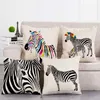 Cuscino custodia zebra nera custodia arcobaleno arcobaleno zebra in lino di cotone decorazione decorazione per casa divano divano soggiorno decorazione cover hkd230817