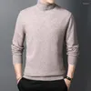 Suéteres masculinos suéter de lã grossa etono de inverno gurtleneck cashmere jumper masculino casual malha de cor sólida pura quente