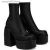 Boots Ankle Boots Women Fashion High Platform Shaped High Heel Boots Chunky Heels Zipper Designer Shoes 44 Platform Shoes Women Shoes T230817