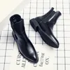 Сапоги черные сапоги с chelsea Business Men Angle Boots Slip-On Toe Vintage Booth