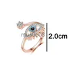 Bandringar Fashion Gold-Color Open Copper Ring for Women Classical Eye Shaped Rhinestone Ring Smyckesgåva för flickvänner J230817