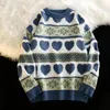 Men's Sweaters Ugly Christmas Sweater Women Knitted Men Harajuku Heartshape Pattern Pullover Vintage ONeck Winter 230816