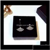 Stud Super Glittering Designer Trendy Fashion Asymmetry Luxury Cute Vintage Fan Shape Diamond Zircon Pendant Earrings For Woman 2Zdux Dhtvc