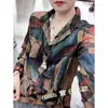 Frauenblusen 2023 Sommer Europäischer Stil Frauen Langarm Vintga Print Bluse Loose Turndown Kragen Single Breace Casual Shirts W185