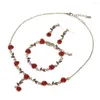 Orecchini di collana set 1 Bracciale di fiori regolabile in stile francese Regalo Women Kit Accessori per gioielli rosa