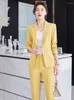 Twee stuk broek voor dames Solid Color Slim Fit Pant Suit vrouwelijk formeel Blazer Jacket en broeker 2 Set voor kantoor dames werkkleding kleding