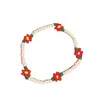 STRAND INS Koreaanse bloem rijst kralen kralen armband voor vrouwen en meisjes elastisch touw kleurrijke retro temperament veelzijdige bangle sieraden