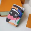 M82573 MĘŻCZYZN Luksusowy projektant portfela Kobiety Yayoi Kusama Portfele Najwyższej jakości Painted Canvas Card Holder Oryginalna skórzana torebka o kredyt