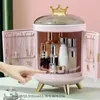 1pc Luxury Multi-Function Organizer for Bedroom and Bathroom - Rotating Crown Cosmetic Storage Box with Light - Perfect for Jewelry, Cosmetics,