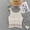 Tanques femininos Boho Tampo Tampa para mulheres sem mangas Spaghetti Strap Tassel Design Camisoles Summer Ladies Hollow Out Gallus DropShiping