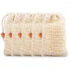 Badezubehör -Set Seifenbeutel für Dusche 30 Pack natürliche Ramie Saver Beutel Hausgemachte Mesh -Tasche mit Kordelzug