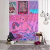 Oggetti decorativi Figurine kawaii anime girl muro di arazzo appeso rosa simpatico boho stile psichedelico hippie sfondo arredamento per la casa 230816