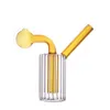 2pcs Vidro Bongo Bongo Burner Tubo 4 polegadas Mini Bubbler de Mão Fumando Tubos de Água Reciclador CARCHER BONG COM PIPES DE QUEIRO DE ÓLEO DE BAL