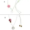 Hangende kettingen 2023 Niche zelfgemaakte nationale trend kralen Lucky All-matched roze bloemen ketting retro wax touw