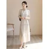 Etnische kleding 2023 Verbeterde Chinese stand Kraag Half Mouw losse stijl Han Elements Dagelijks Cheongsam Jurk Elegant Women Tang Suit G911