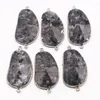 Colliers pendants Stone Naturel Connecteur ovale Labradorite Collier minéral Guérison Argent plaqué bord Charmes bijoux en gros 6pcs