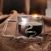 Wine Glasses Double Wall Glass Cup Heat Resistant Tea Coffee Mug With Handle Portable Transparent Beer Whiskey Drinkware Mugs