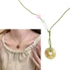 Hänge halsband fridspänne halsband vintage vaxat rep pärlhaltiga klavikelkedja tröja smycken