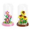 Blöcke kreativer Baustein Blumen DIY Karnation Lily Rose Bouquet Pflanze Topf -Haus Ornamente Kinderspielzeug für Freunde Geschenke R230817