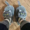 Slippers Dihope Hug Cat Slippers Femmes Femmes d'hiver Glissages Kaii Chaussures de sol Furry Girlons Girl Blanc Mules drôles mignons Gifères Caders T230817