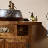 Zlew łazienkowy krany z litego drewna szafka myjka do mycia rąk podłoga zabytkowa imitacja imitacja chiński w stylu duszpaster