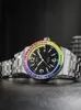 High-End-Automatische mechanische Uhr mit Regenbogenlünette, wasserresistente Männeruhr von Bumblebee inspiriert