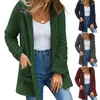 Women's Hoodies Fleece Cardigan With Pocket Women Fall Winter Plush Jackets Shopping Overcoat
