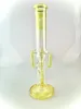 Tubi fumatori Silver Fumed Recycler Bong 16 pollici 14 mm Giunto singolo in linea Perc di alta qualità con ciotola di corno chiaro