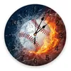 Wall Clocks Water And Fire Tennis 3d Clock Modern Design Farmhouse Decor Kitchen Vintage PVC Round Living Room Decoration