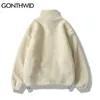 Jaquetas masculinas Hip Hop Winter Winter Fleece Jacket Fluffy Streetwear