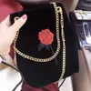 Kvällspåsar Hisely Velor Bucket Bag Women Embroidery Diamond Handbag Ladies Velvet Shoulder Elegant Crystal Floral Chain 230817