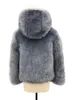 2023 Dicke warme Winterjacke Frauen Mode Faux Waschbär Silber Fox Fellmantel Kapuze flauschiger Kunstpelzjacke Frauen Outwear Outwear