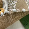 Tafelmatten boho ronde placemat boerderij geweven jute fringe met pompom kwastje plaats mat voor eetkamer decors