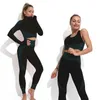 Yoga kläder 2/3 stycken Yoga Set Bar High-midjiga täta byxor Gym Träningskläder Lämpliga sportkläder för Women Zipper Jacket Leggings Suit 230817