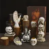 Dekorativa föremål Figurer 2023 Halloween Skull Ornament Candle Holder Vintage Skeleton Candlestick Tea Light Cup for Home Party Decoration 230816