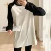 Women's T Shirts Spring Autumn Cotton Oversized T-shirts For Women Clothing Fashion O-neck Color Stitching Y2kTop Female Long Sleeve Shirt