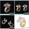 Anelli di banda Europa e America Yellow Gold Plasso Bling Ice Out Big Diamond Cz Stone per bei gioielli Z209S DR1GP Delivery Delivery Delivery Dhivp