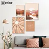 Gemälde abstrakte Mitte des Jahrhunderts Poster Boho Terrakotta Sonnenmond Leinwand Malerei Landschaft Print Nordic Wall Art Bilder Wohnzimmer Dekor 230816