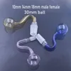 3 cm Big Ball Glass Oil Burner Pipe Reting Pipes 10mm 14mm 18mm Manlig kvinna för riggvatten Bong Adapter Tobak Nagel Böjd form Design Banger Nails