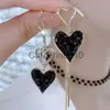 Charm Asymmetrical Retro Black Heart Earrings For Women 2023 Korean New Fashion Simple Elegant Jewelry Wholesale Birthday Gift J230817