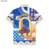 Men's T-Shirts Y2K Summer Ride Horse Gate Hawaiian Casablanca Shorts Sets for Men Hombre Thin Fabric Beach Shirts Loose Holiday Tracksuits HKD230817